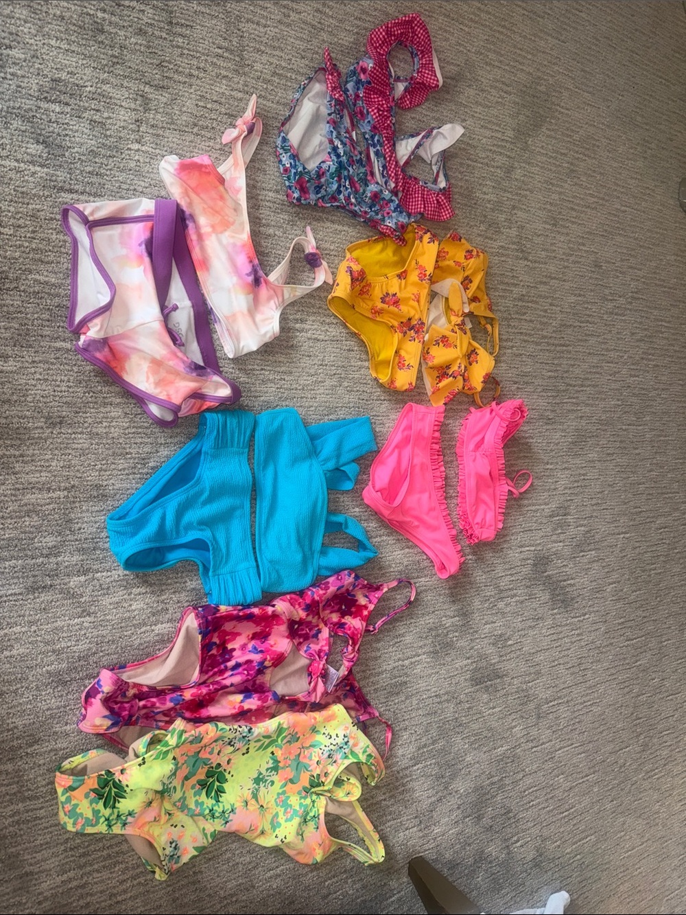 Girls Assorted One-Piece Swimwear Lot - Bright Floral & Neon Mix size 8